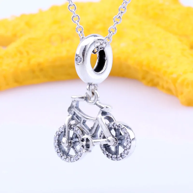 

925 Silver Bicycle Charm Gorgeous Bicycle Pendant Diy Bracelet Jewelry Women
