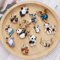 cute enamel pearl bamboo panda animal brooch pins for women kids rhinestone koala new fashion shirt dress backpack jewelry pin