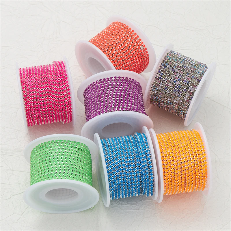 Стеклянная цепочка со стразами 2 5 мм 10 ярдов