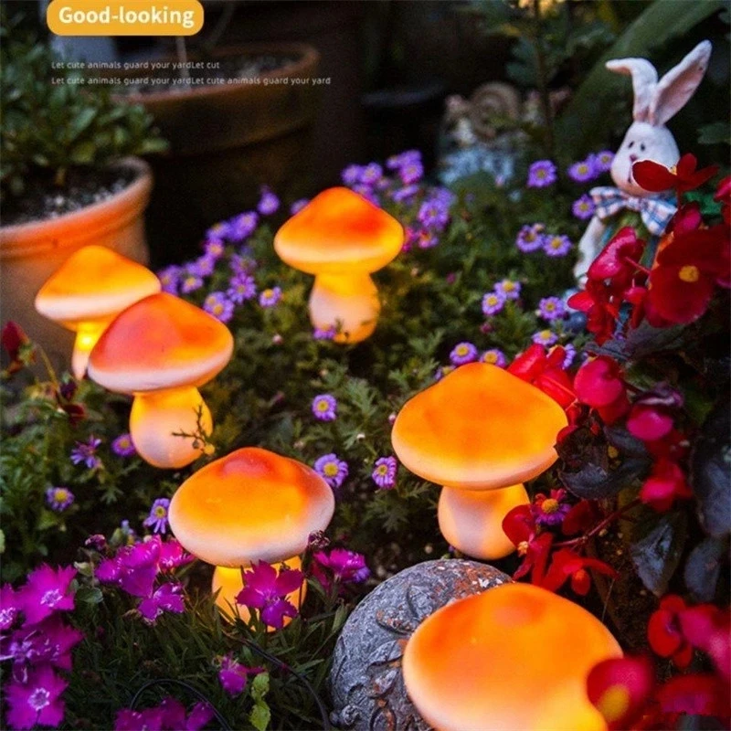 4 PCS Solar Lawn Lamp Outdoor IP65 Waterproof Mushroom Lights Fairy Lights Garland for Patio Pathway Landscape Garden Decoration