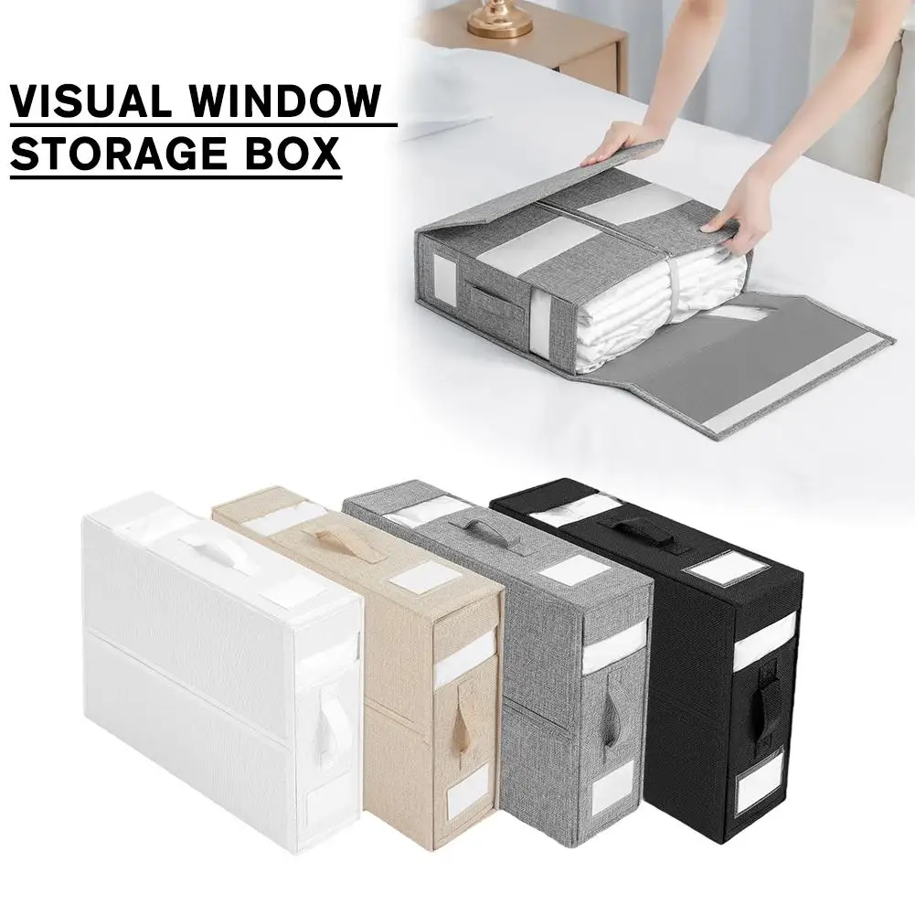 

Foldable clothing sorting box;visual window wardrobe organizing storage box basket;Large storage box;Drawer underwear organ S6F3