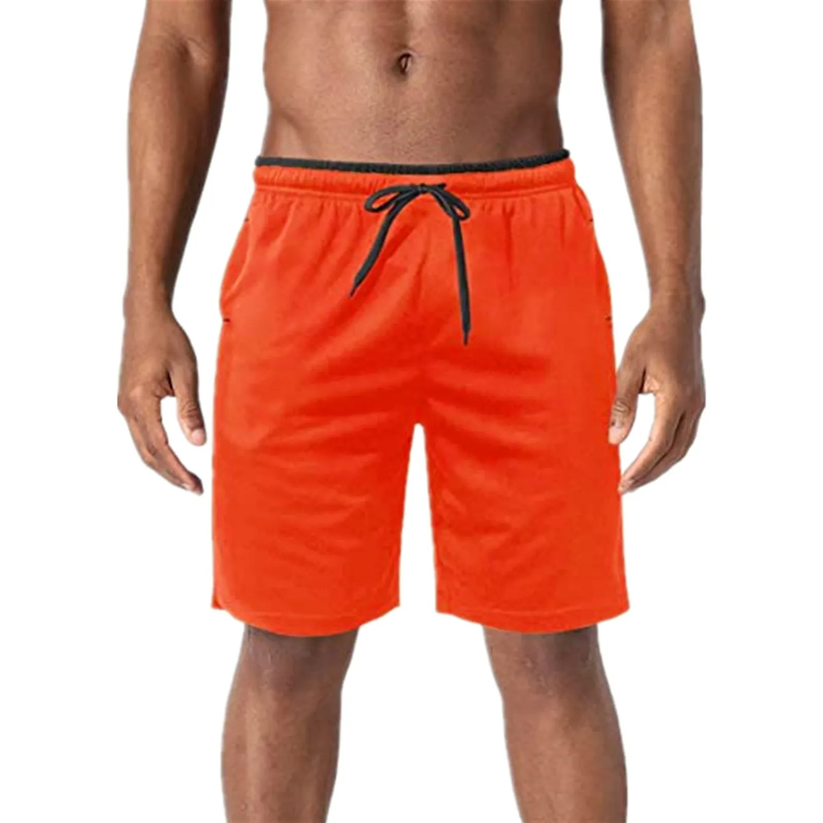 

Hawaiian Five-Point Shorts Solid Color Elastic Trunks Summer Lace Up Men's Shorts Breathable Vacation Outfits Pantalones Cortos