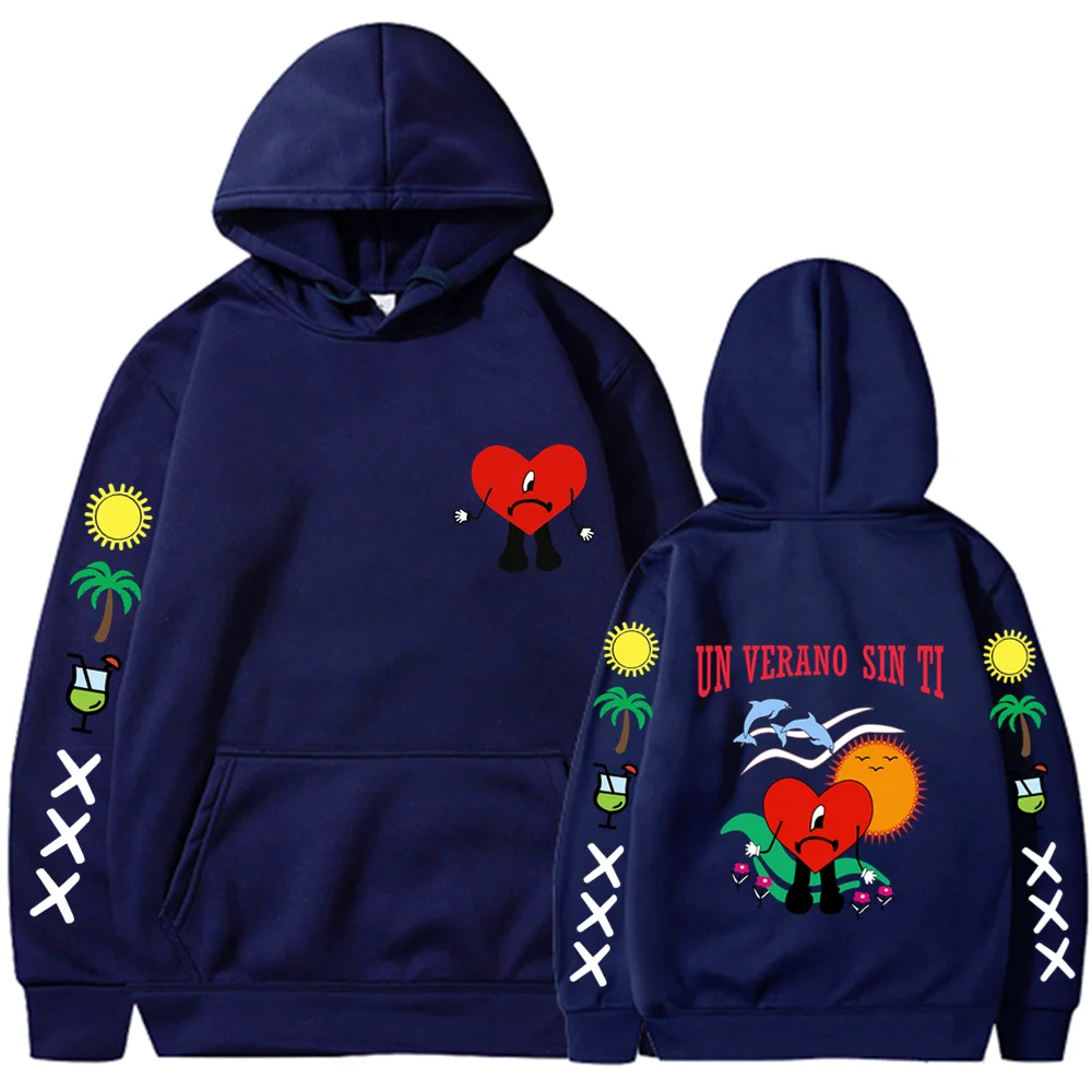 Bad Bunny UN VERANO SIN TI Graphics Double Sided Print Hoodie Men's Women Oversized Sweatshirts Unisex Pullover Streetwear Coats