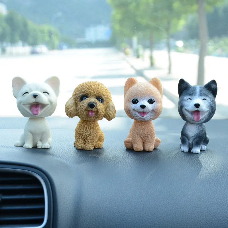 

Car Cute Dog Ornament Shaking Head Pet Toy Teddy Husky Corgi Car Interior Accessories Dashboard Nodding Decorations Ornaments