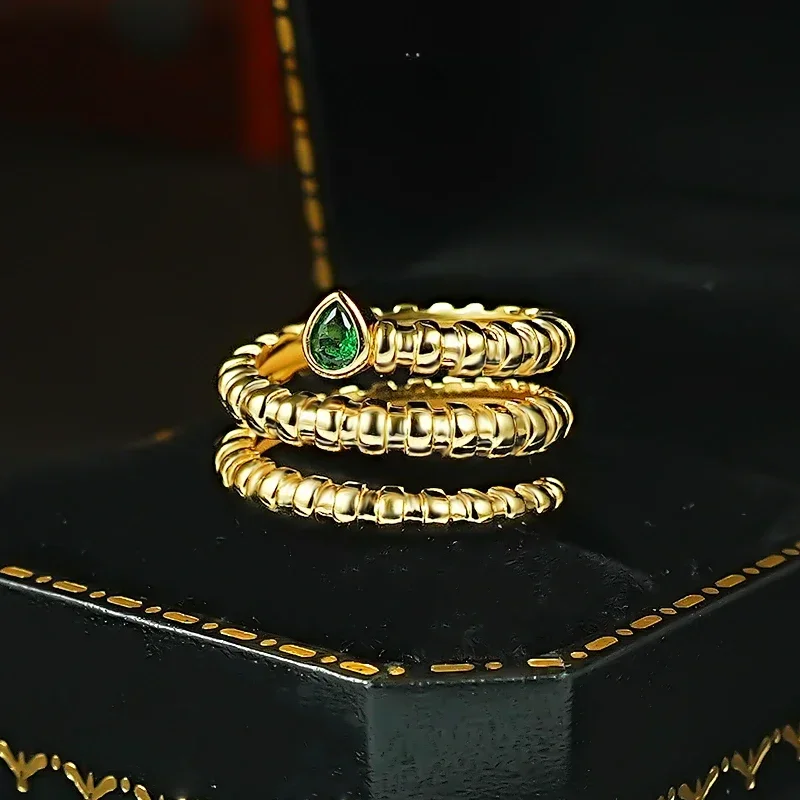 XUYUANFEN Серебряное нефритовое кольцо в стиле ретро со змеей 925 комплект с легкими и