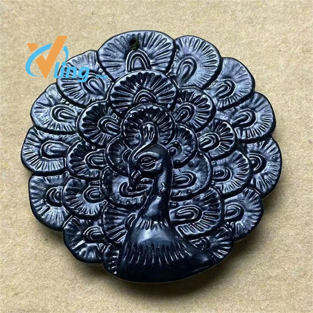 

2022 Natural Rainbow Obsidian Hand Carved Peacock Pendant Fashion Boutique Jewelry Men's and Women's Necklace Gift Accessories