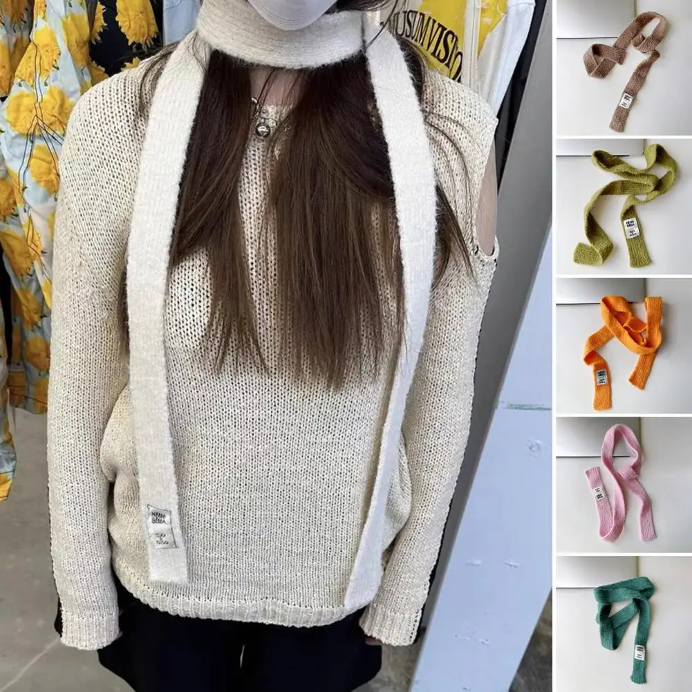 Женский Повседневный вязаный шарф Осенний с буквенным логотипом однотонный