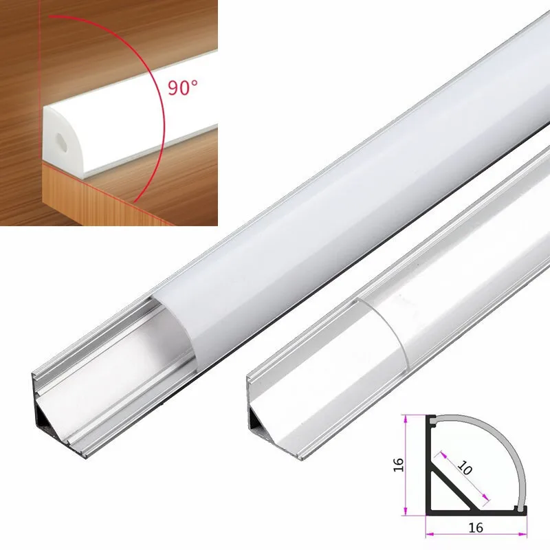 

Угловой алюминиевый профиль L50CM 2-30 шт./лот V-типа для 5050 3528 с молочным/прозрачным покрытием, светодиодный канальный светильник для шкафа, жес...