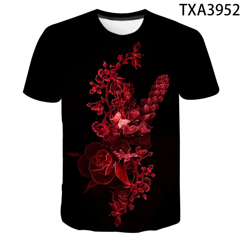 

2020 New Summer Flower Printed 3D T-shirt Men Women Children Summer Cool Tee Tops Male Streetwear Cool T Shirt Boy girl Kids
