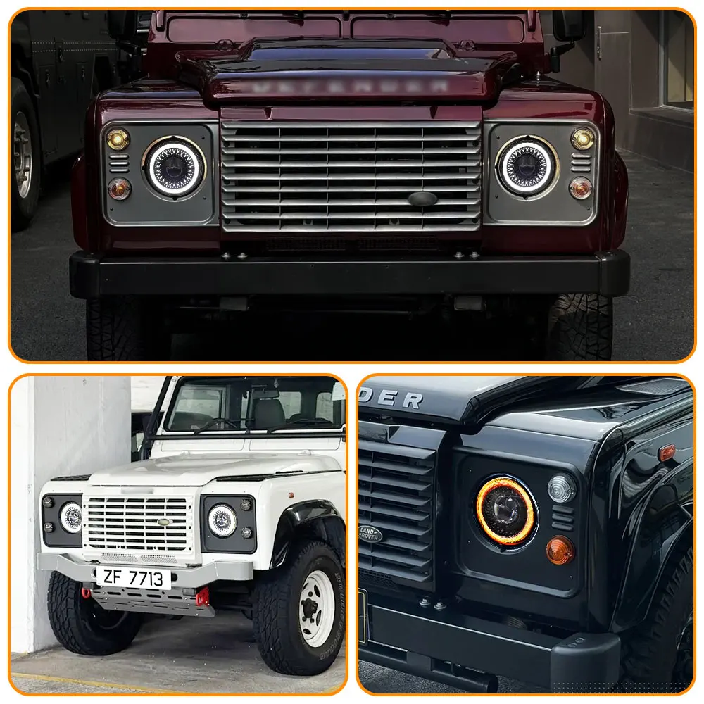 Фото 7-дюймовый светодиодный DRL H4 Halo Ring Янтарный указатель поворота для Land Rover Defender Jeep JK TJ Touring Lada 4x4 Yamaha Niva №5