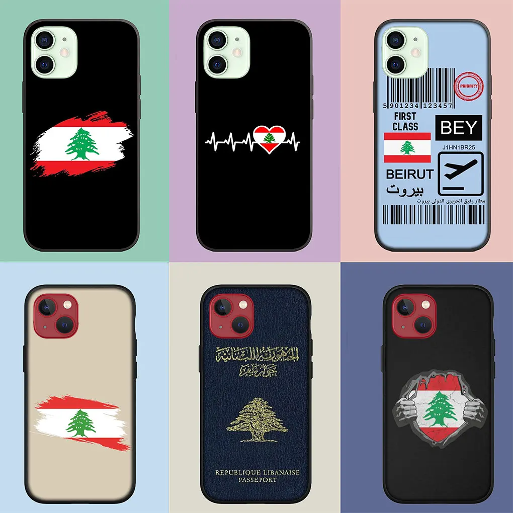 Red Lebanon Flag Soft Cover Case for Apple iPhone 15 14 13 12 Mini 11 Pro X XR XS Max 7 8 Plus + 15+ Phone Casing