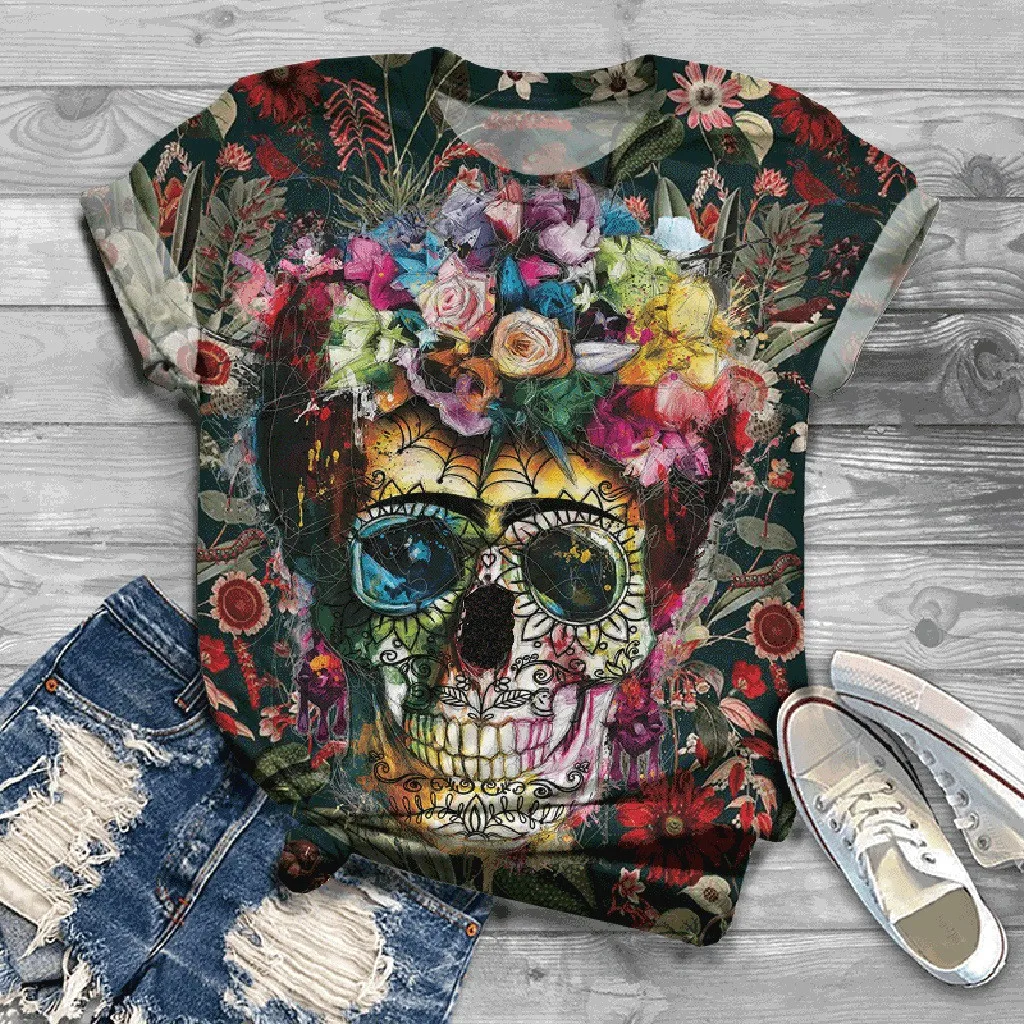 

3d Skull Printed T shirts Top Women clothing Summer T-Shirt Theme Streetwear Comfortable Oversized Tshirt For Men