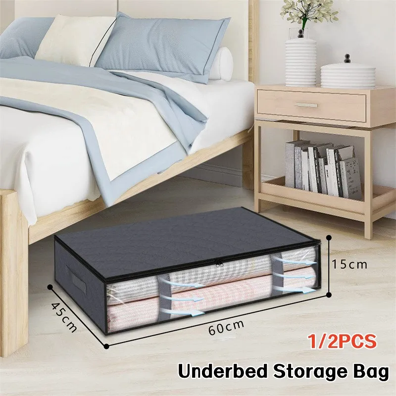 

1/2PCS Underbed Storage Bags Folding Storage Bag Household Tidy Storage Duvet Pillow Clothes Quilt Shoes Toys Sundries Storage