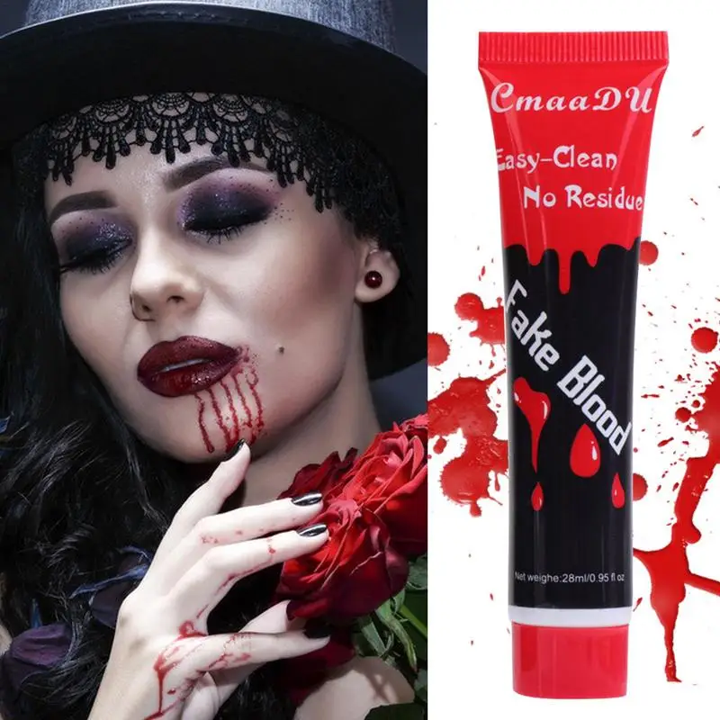 

28ml Ultra-Realistic Fake Blood For Bloody Nose Eyes Ears Party Vampire Zombie Makeup Props Halloween Cos Decoration