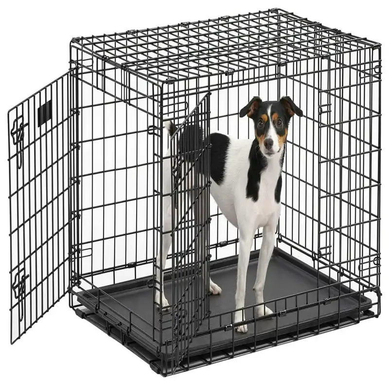 

Pro Extra-Strong Double Door Folding Metal Dog Crate, 30 Cat posts Cat plush