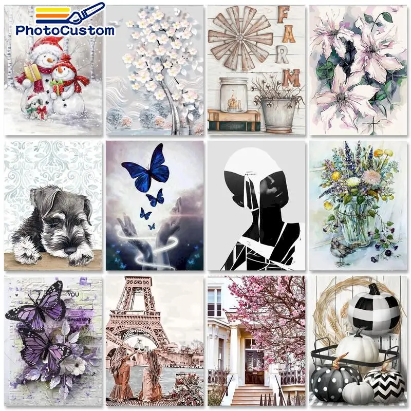 

PhotoCustom 60x7 5 см краска по номерам Акриловая Краска s картина с рисунком животных краска пейзаж краска по номерам для взрослых домашний декор