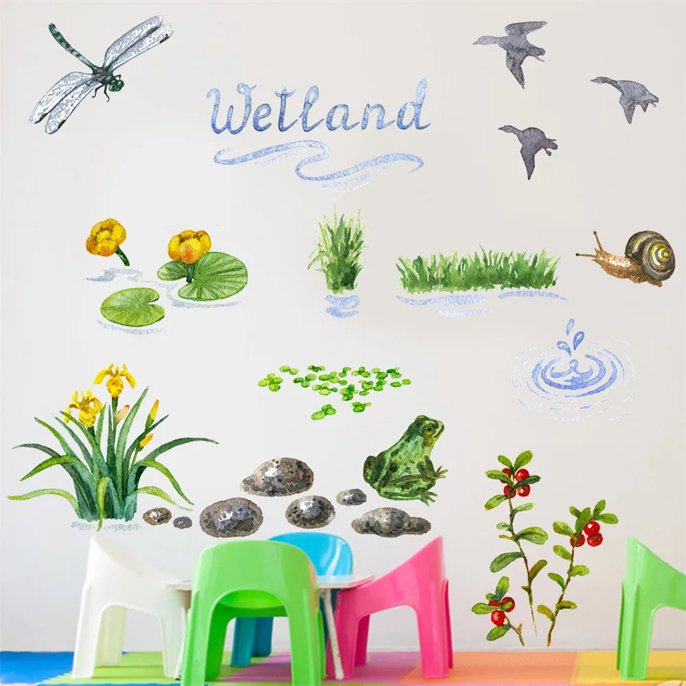 Cartoon Happy Frog Wall Sticker for Kids Room Children's Bedroom Home Decoration Mural Animals Nursery Stickers Wallpaper