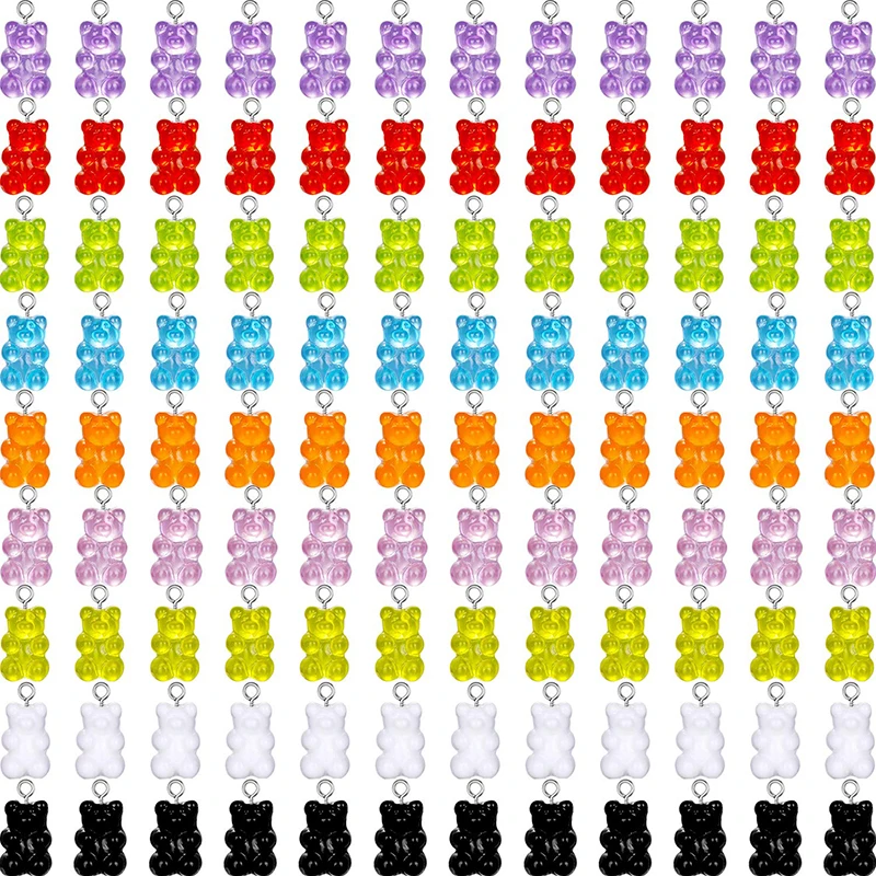 10 шт. Разноцветные Подвески в виде мишки из жевательной резины для браслетов