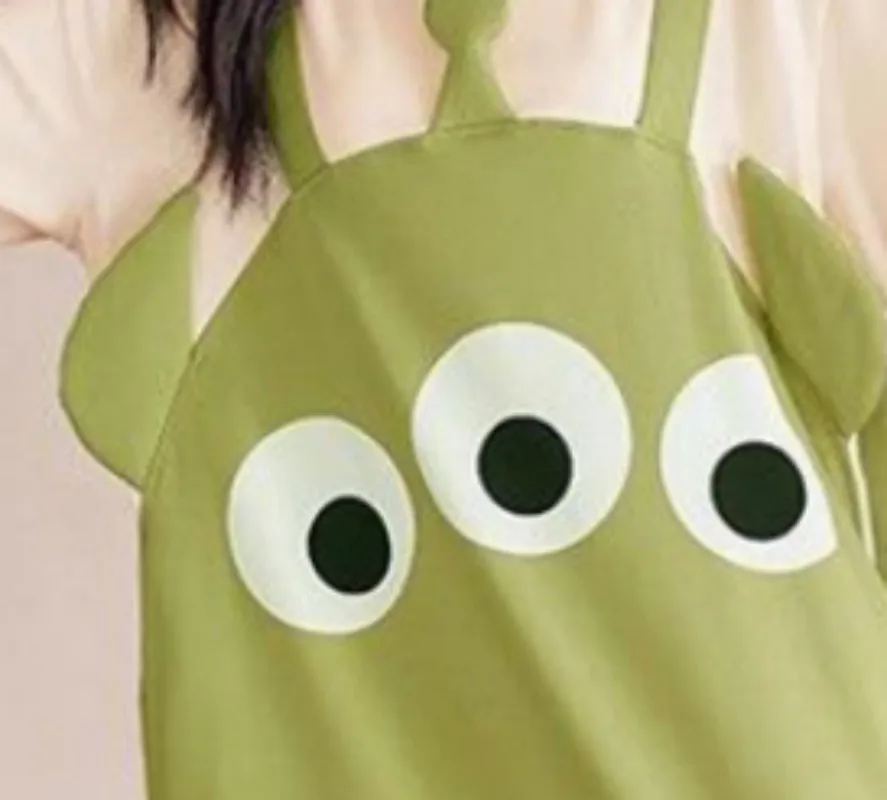 Lady's Summer One-Piece Cartoon Animal Loose And Comfortable Pajamas Polyester Cool Thin Cute Cosplay Sleepwear