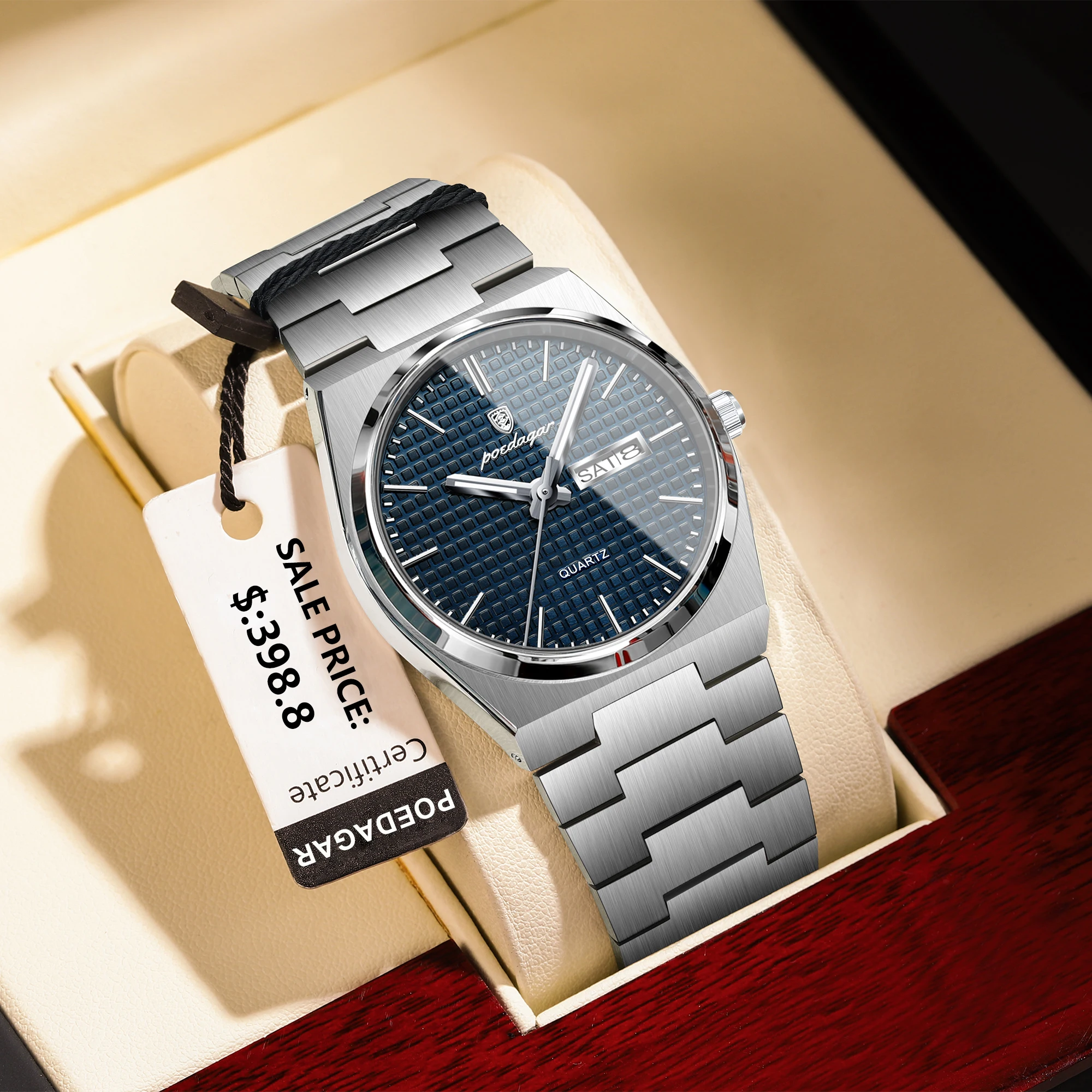 Мужские светящиеся кварцевые наручные часы POEDAGAR цвет в ассортименте