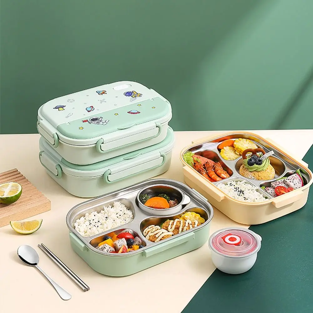

Waterwash High capacity Plastic for Students Office Workers Five Grids Lunch Box with Soup Bowl Tableware Bento Box