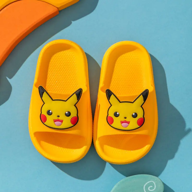 Детские домашние тапочки с покемоном Пикачу Летние Симпатичные мягкие