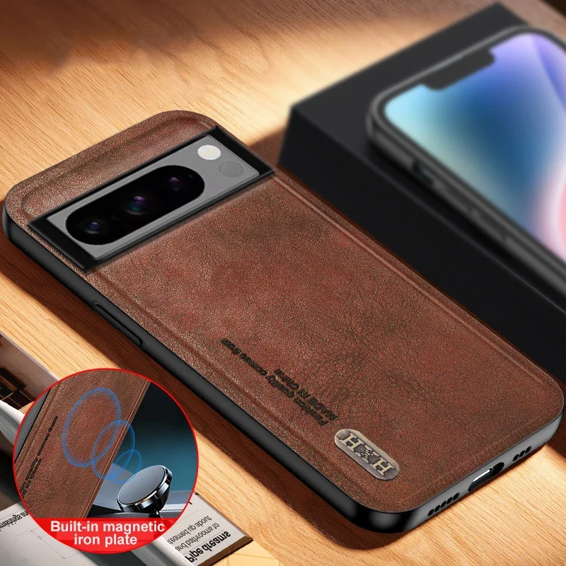 Магнитный чехол для Google Pixel 9 XL 8 7 Pro 8A 7A винтажный кожаный матовый мягкий