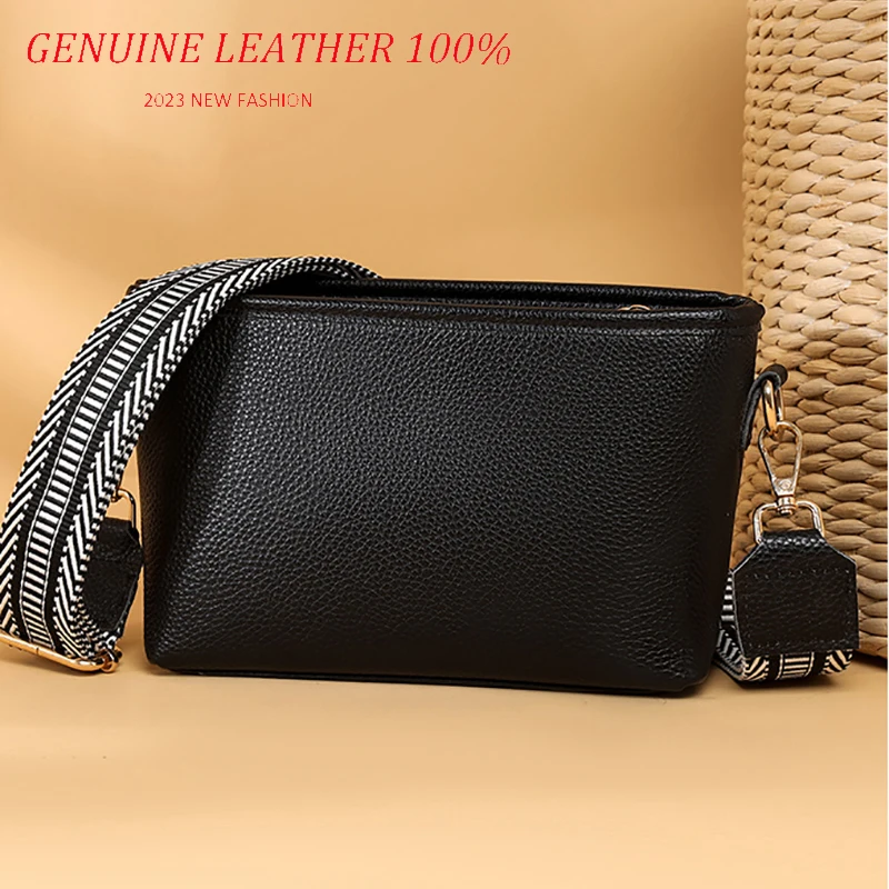 

Luxury Solid Color Genuine Leather Ladies Messenger Bag 100% Soft Cowhide Shoulder Crossbody Bags For Women 2023 Crossbody Bags