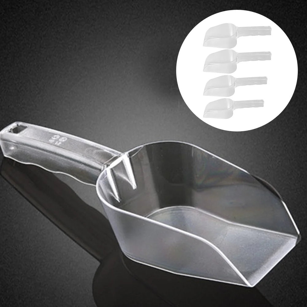 

4pcs Household Food Scoops Kitchen Flour Scoops Long Handle Plastic Ice Scoops