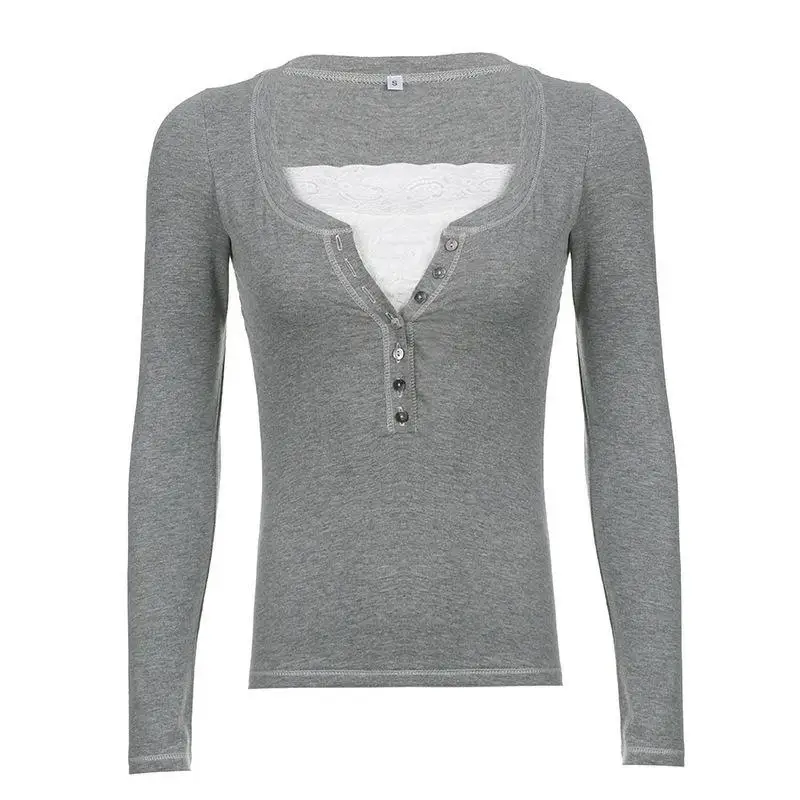 Винтажные гранж-кружевные пуловеры Combhasaki для женщин Y2K 1/2 из двух частей