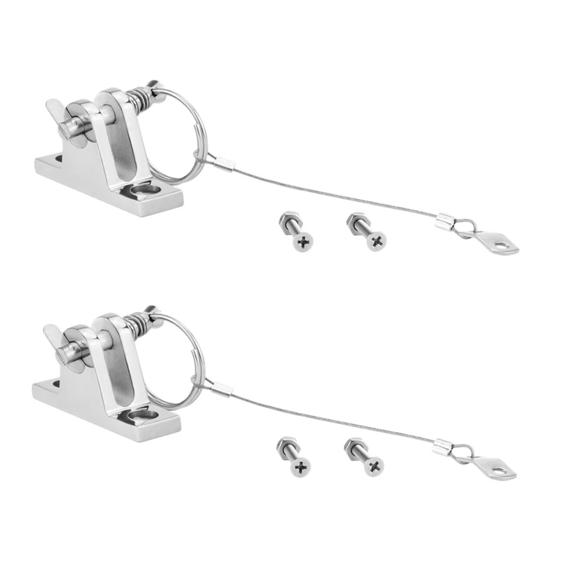 

2 Pcs Boat Bimini Top Deck Hinge 316 Stainless Steel 90° Deck Hinge,With Lanyard Quick Release Pin