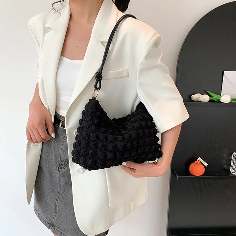 High-quality Lightweight Large Tote Bag Armpit Bag Soft Cloud Cotton Candy Women's Designer Handbag Gentle Shoulder Bag Korean