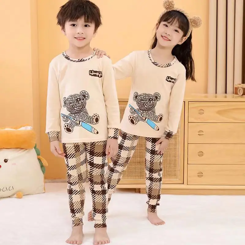 

Toddler Girls Boys Clothes Children's Cotton Pajamas Set Teenagers Sleepwear Baby Nightwear 2PCS Pyjamas For Kids 6 8 10 12Years