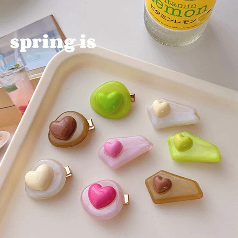 

3D Kawaii женские заколки для волос в форме сердца, конфетные цвета, для девочек, челки, заколка для волос, женские, женские, для девочек, головные...