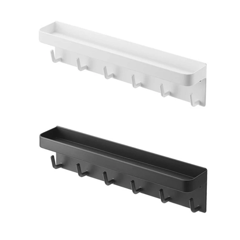 

Wall Mounted Key Rack with Shelf and 6 Hooks Space Saving Keys Holder