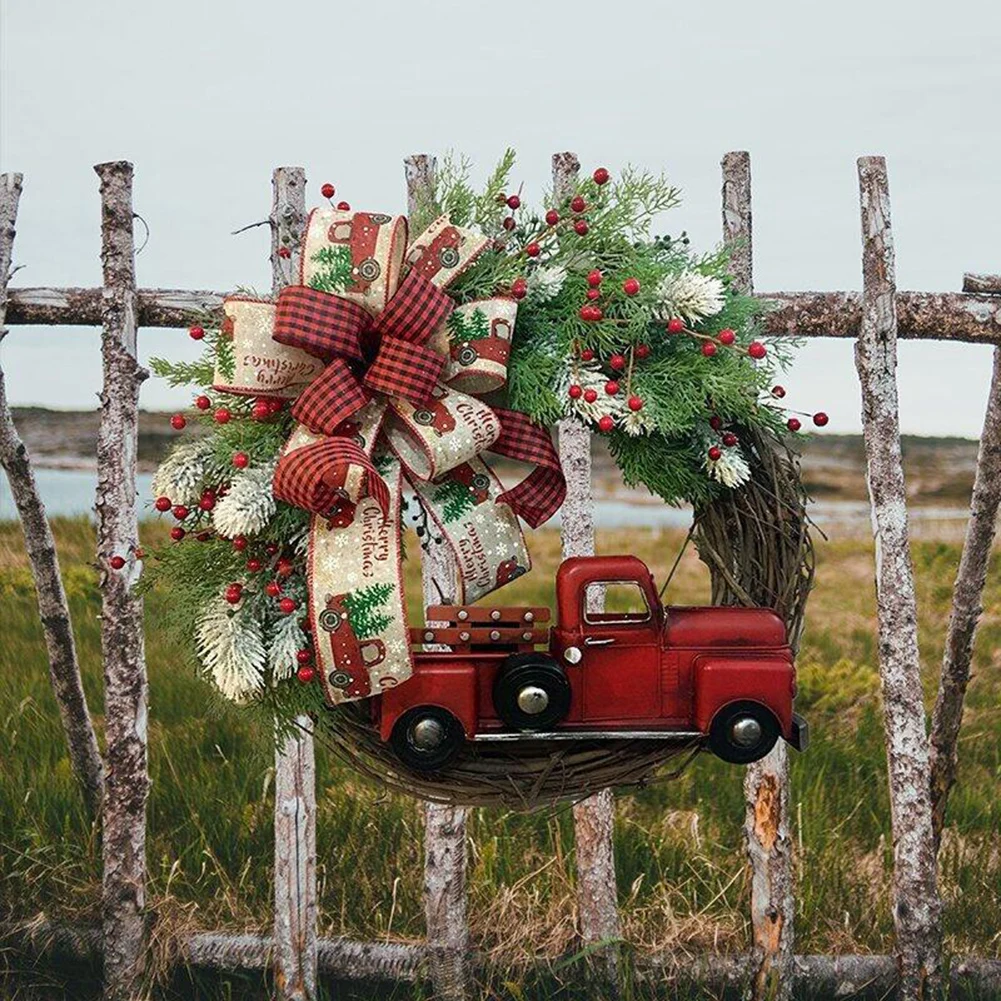 

Рождественская гирлянда с красным грузовиком, подвесное украшение, персонализированные декоративные реквизиты для входной двери для дома, спальни