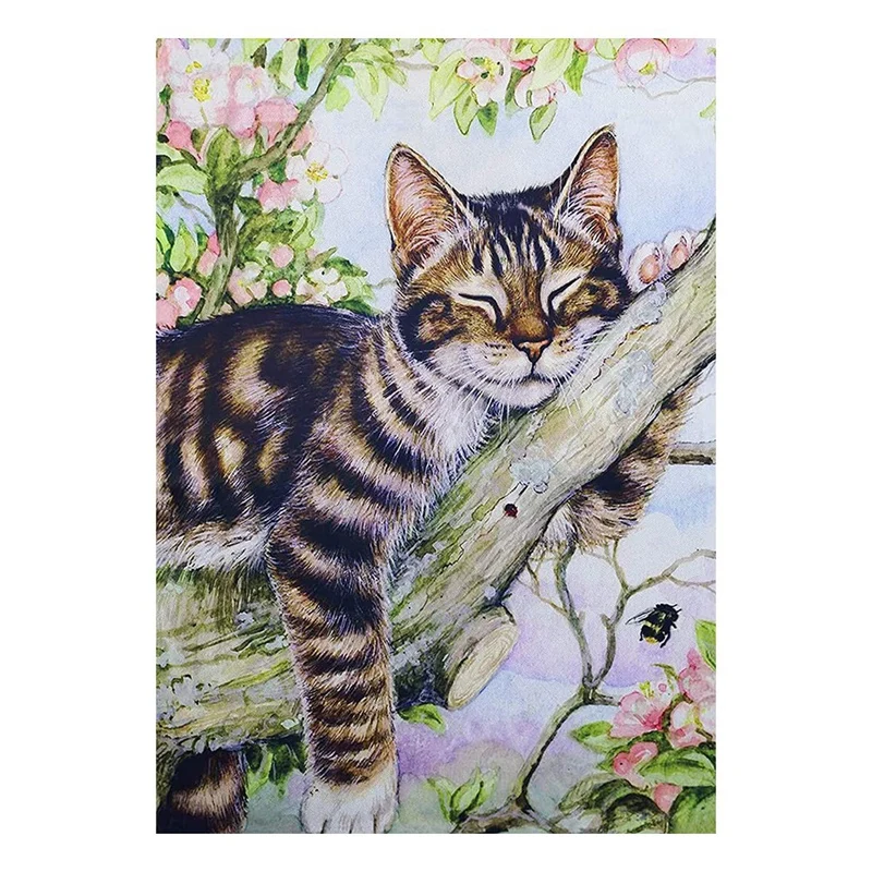 

Набор для алмазной живописи «кошка», комплект для рисования «сделай сам», для взрослых, круглая полосатая алмазная живопись с кошкой, домаш...