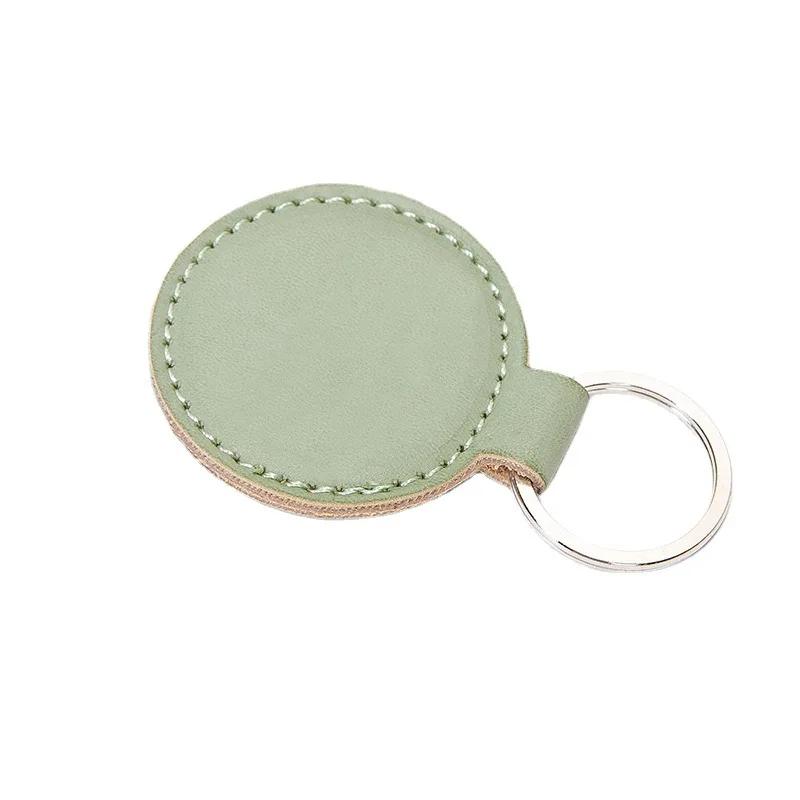 Shuangshuo Simple Creative Leather Round Water Drop Case Key Chain Card Holder Anti-lost Key Ring Bag Pendant Car Keychain 5