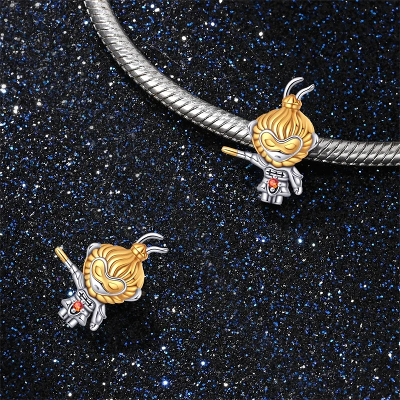 925 Серебряного Цвета Бусины King Monkey Dragon Китайская Традиционная Подвеска Подходит