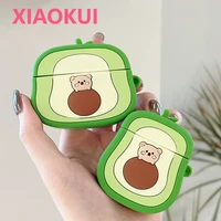 3d green cute earphone case for apple airpods 1 2 3 pro air pods headset cover soft silicone headphones charging box