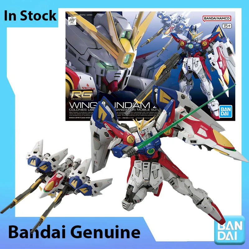 Фото В наличии: Оригинальный конструктор Bandai RG 1/144 Wing Gundam Zero. Коллекционная модель аниме-фигурки для сборки. Игрушки и подарки. №1