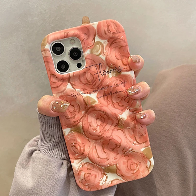 

Rose Floral Fold Case For iPhone 14 Pro Max 13 11 12 14 Plus Fashion Flowers Soft Silicone Shockproof Phone Cover Capa