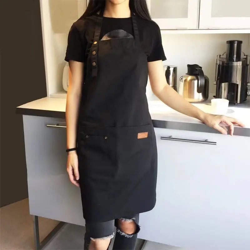 

Canvas Work Sleeveless Apron Milk Tea Net Red New Canvas High-end Breathable Adjustable Kitchen Cooking Waterproof Home Clothes