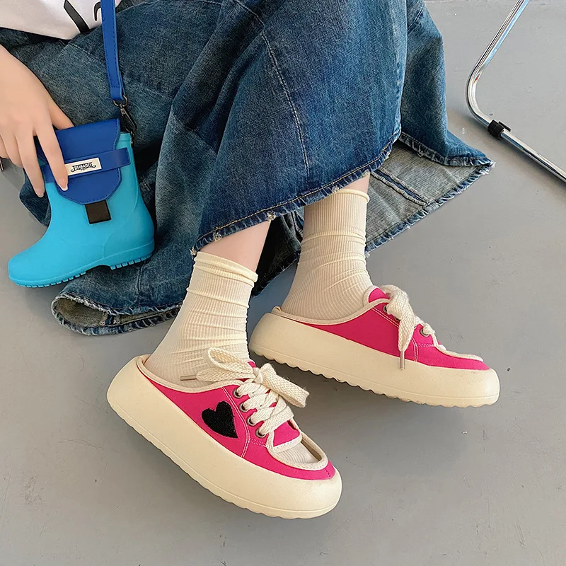 

2022 New Fashion Women's Canvas Slippers Platform Shoes Casual Classic Solid Color Women's Casual Shoes Low-top Flat Sneakers