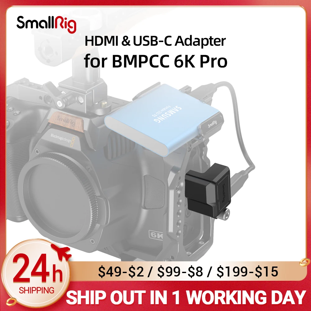 

SmallRig HDMI & USB-C Right-Angle Adapter for BMPCC 6K Pro 3289