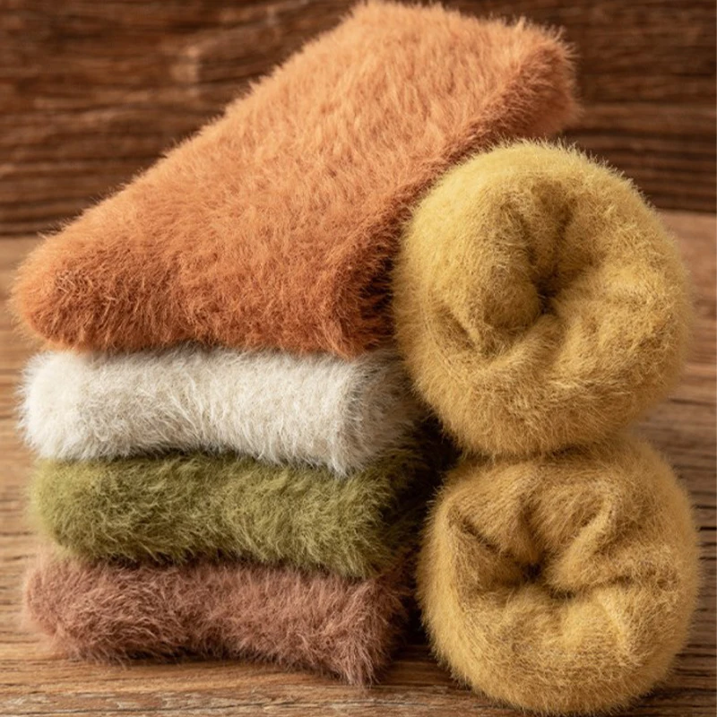 

Winter Warm Fluffy Bed Socks Women's Soft Elastic Coral Velvet Socks Indoor Floor Mink Fur Thicken Ladies Towel Socks