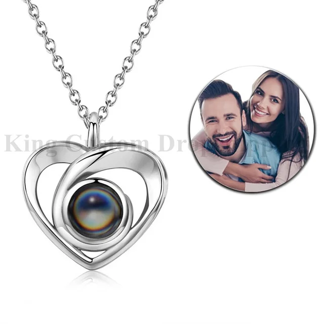 Cross Heart-Shaped Projection Photo Necklace 1