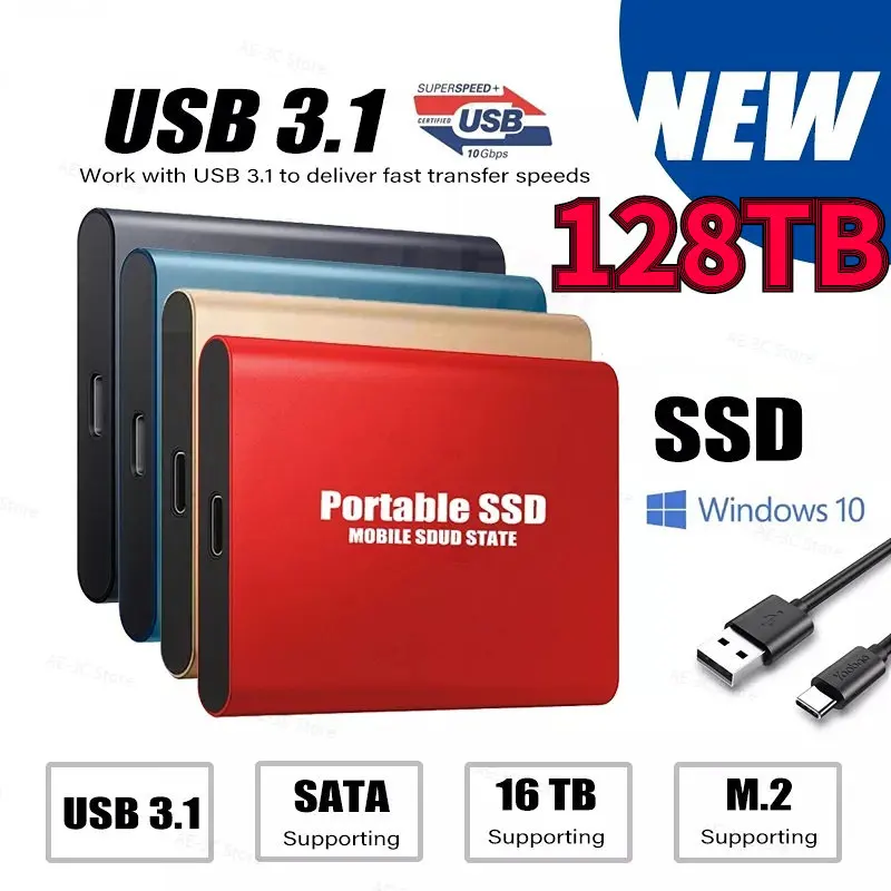 

2023 New High-speed External Hard Drive 500GB 1TB 2TB 4TB 8TB 16TB USB3.1 SSD 2.5 Inch Portable SSD 32TB Hard Disk for Laptop