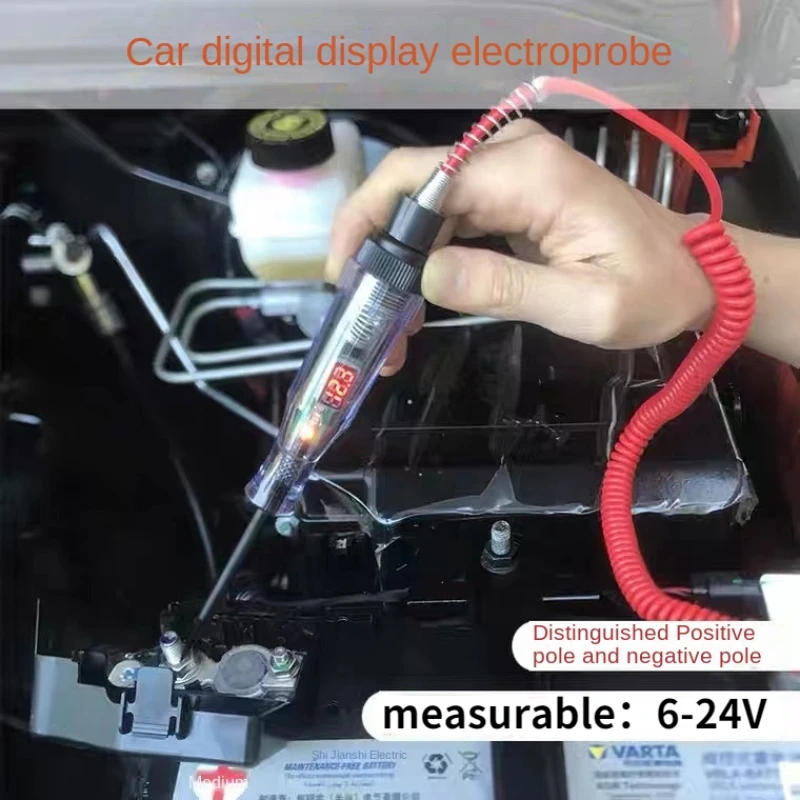 

Тестер цепи напряжения автомобиля, грузовика, 6 в, 12 В, 24 В постоянного тока, цифровой дисплей, Длинный зонд, ручка, лампочка, Автомобильные ди...