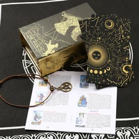 gold foil tarot 12x7cm card game pvc waterproof board game poker divination gift box set universe black manual